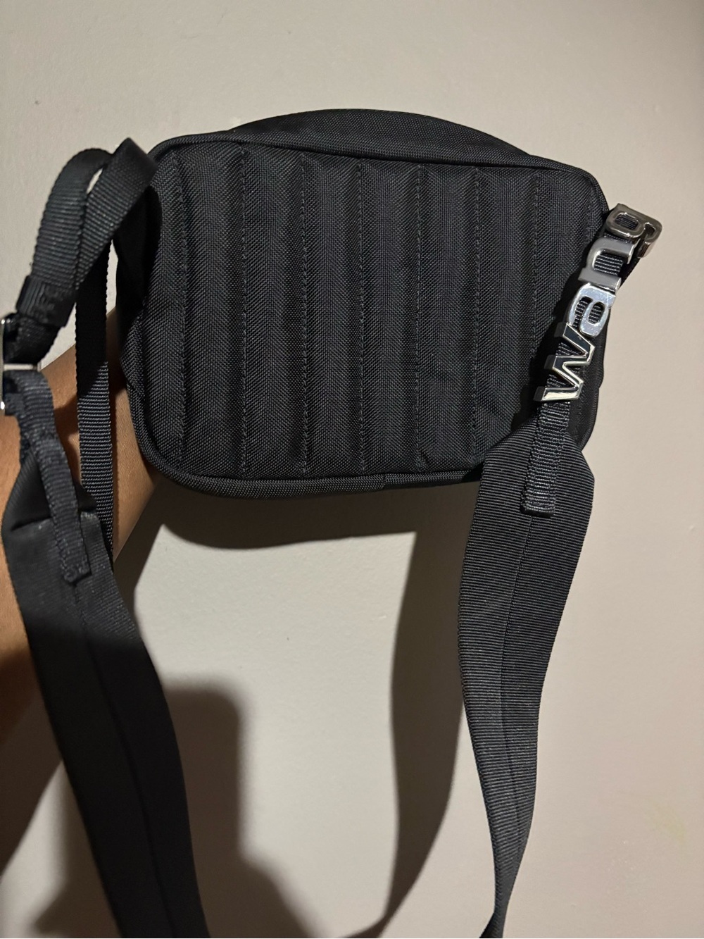 Alexander Wang Black Quilted Crossbody Bag with Logo Strap